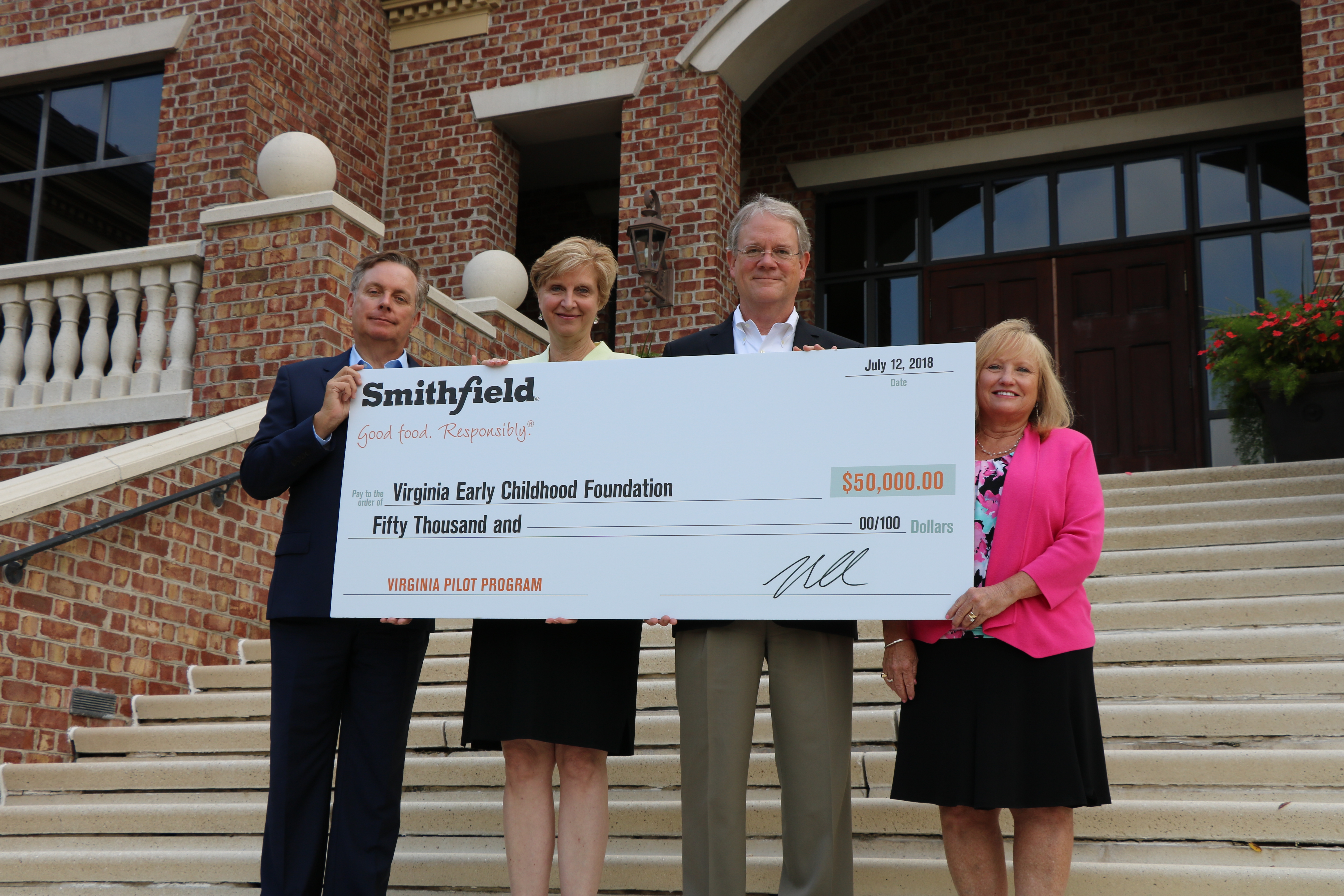 Smithfield Foods Donates $50,000 to the Virginia Early Childhood Foundation to Improve Quality and Access of Early Childhood Education